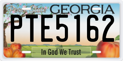 GA license plate PTE5162