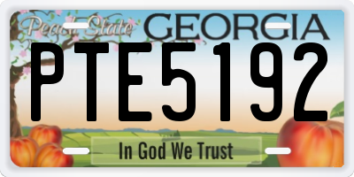 GA license plate PTE5192