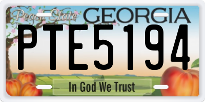 GA license plate PTE5194