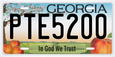 GA license plate PTE5200