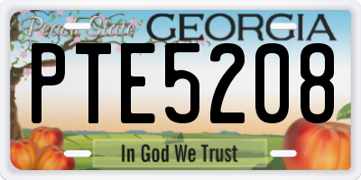 GA license plate PTE5208