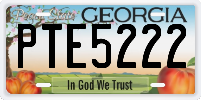 GA license plate PTE5222