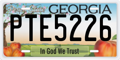 GA license plate PTE5226