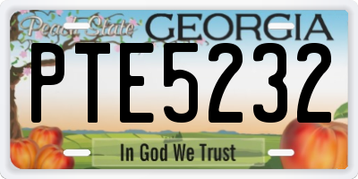GA license plate PTE5232