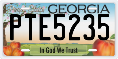 GA license plate PTE5235
