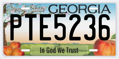 GA license plate PTE5236