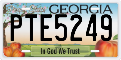 GA license plate PTE5249
