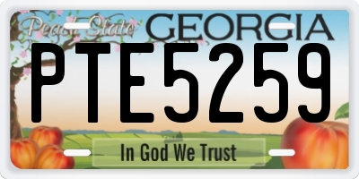 GA license plate PTE5259