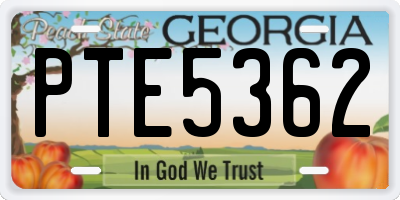 GA license plate PTE5362