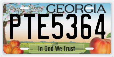 GA license plate PTE5364