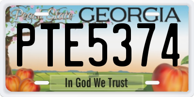 GA license plate PTE5374