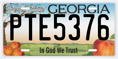 GA license plate PTE5376
