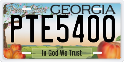 GA license plate PTE5400