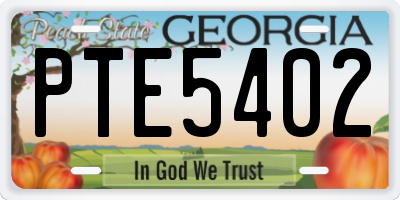 GA license plate PTE5402