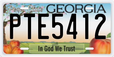 GA license plate PTE5412