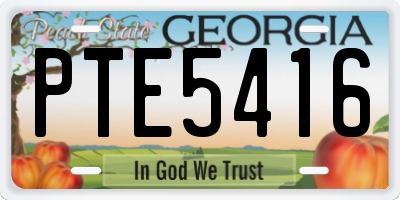 GA license plate PTE5416