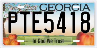 GA license plate PTE5418