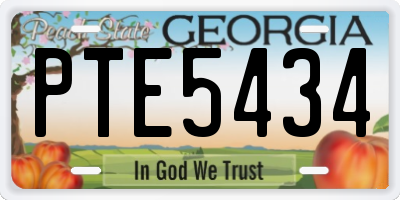 GA license plate PTE5434