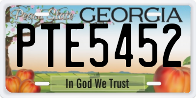 GA license plate PTE5452