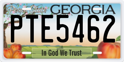 GA license plate PTE5462