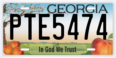 GA license plate PTE5474