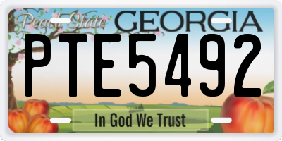 GA license plate PTE5492