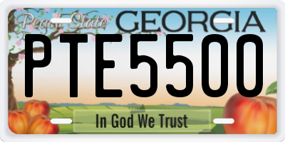 GA license plate PTE5500