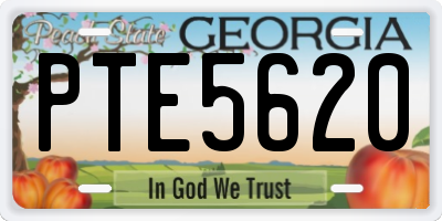 GA license plate PTE5620