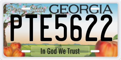 GA license plate PTE5622