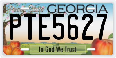 GA license plate PTE5627
