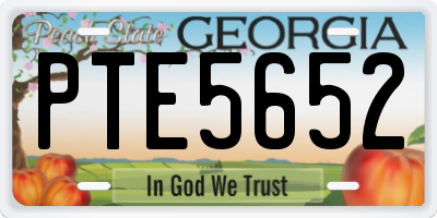 GA license plate PTE5652
