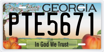 GA license plate PTE5671