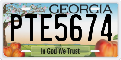 GA license plate PTE5674
