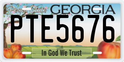 GA license plate PTE5676