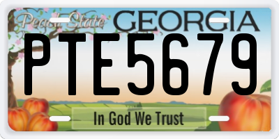 GA license plate PTE5679