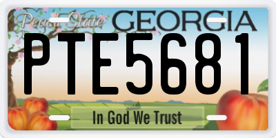 GA license plate PTE5681