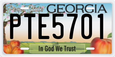 GA license plate PTE5701