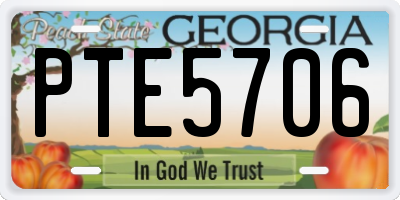 GA license plate PTE5706