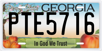 GA license plate PTE5716