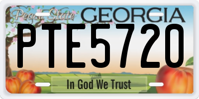 GA license plate PTE5720