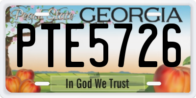 GA license plate PTE5726