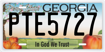 GA license plate PTE5727