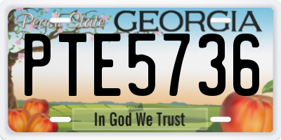 GA license plate PTE5736