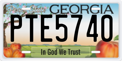 GA license plate PTE5740
