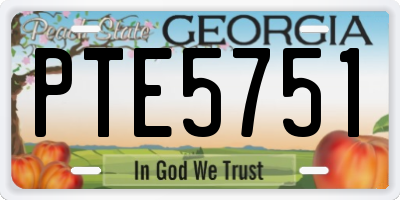 GA license plate PTE5751