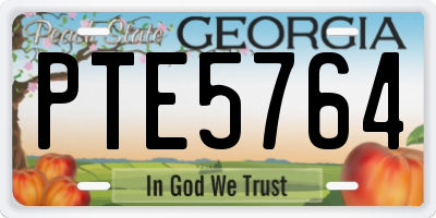 GA license plate PTE5764