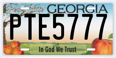 GA license plate PTE5777