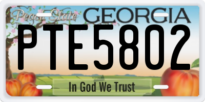 GA license plate PTE5802