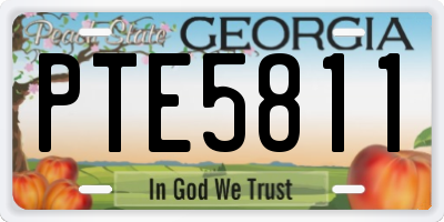 GA license plate PTE5811