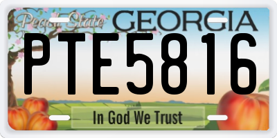 GA license plate PTE5816